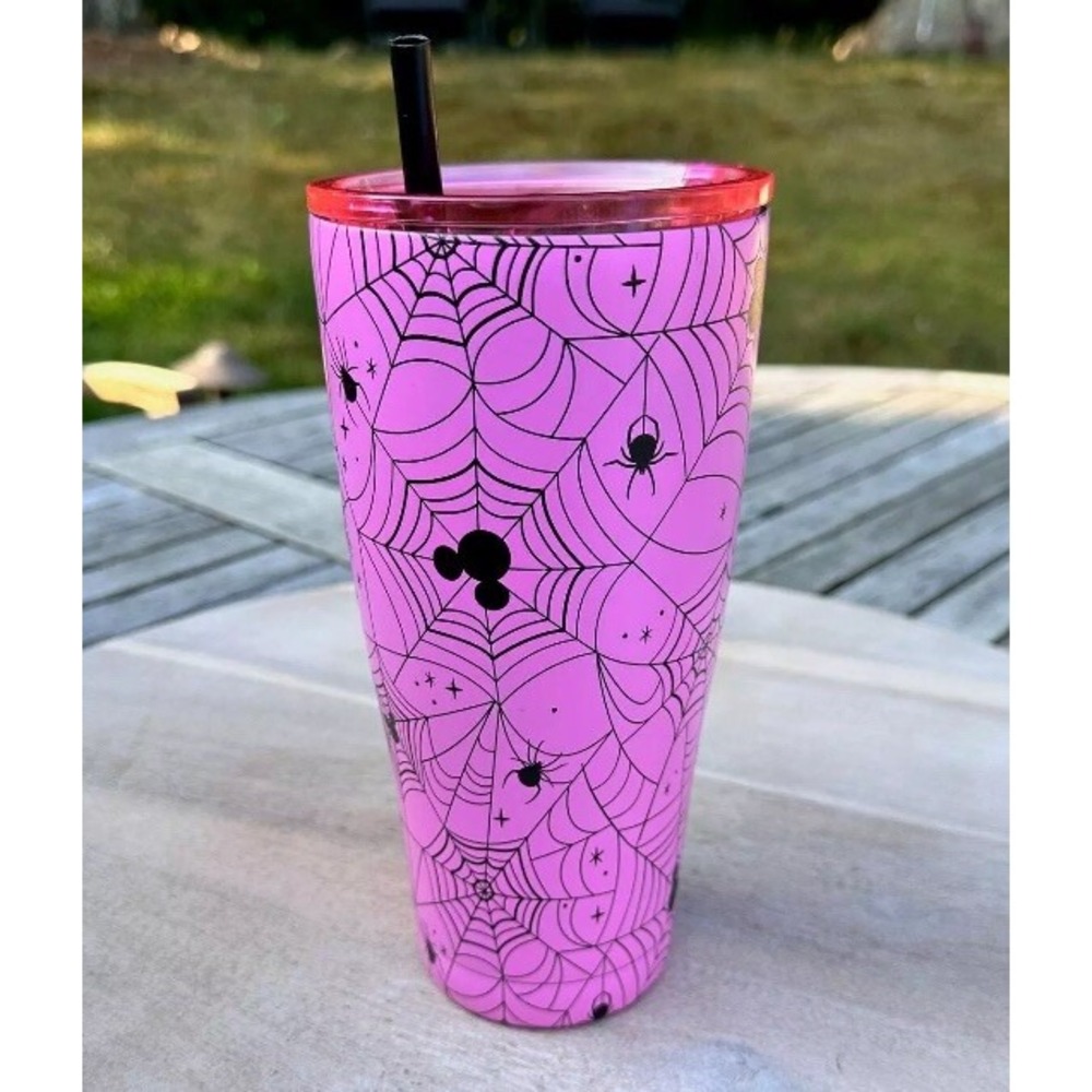 DISNEY HALLOWEEN MICKEY MOUSE TUMBLER  Spider Web Tumbler Mickey Ears  Pink New